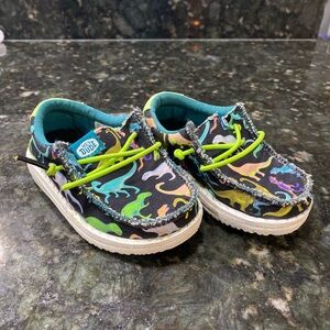 Hey Dude Kids Sneakers - Black with Colorful Dinosaur Print